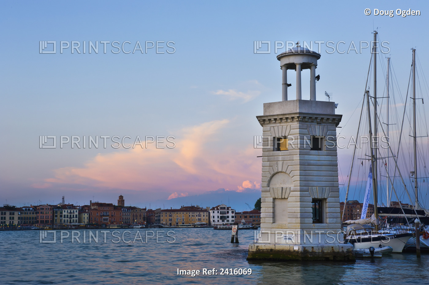 Sunset And The Lighthouse At San Giorgio Maggiore, With Venice In The ...