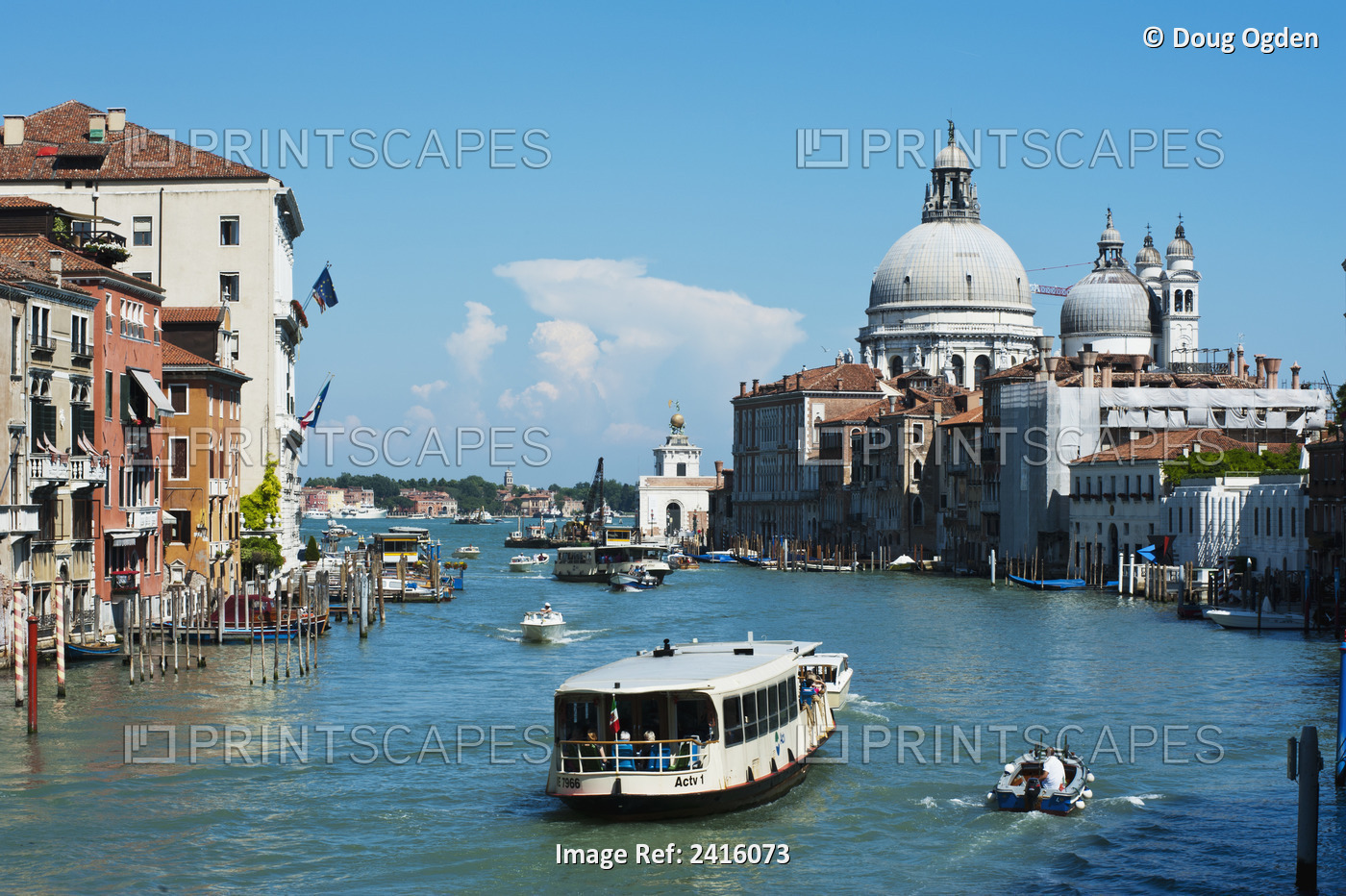 Vaporatto (Buses) On The Grand Canal, Basillica Santa Maria Della Salute In The ...