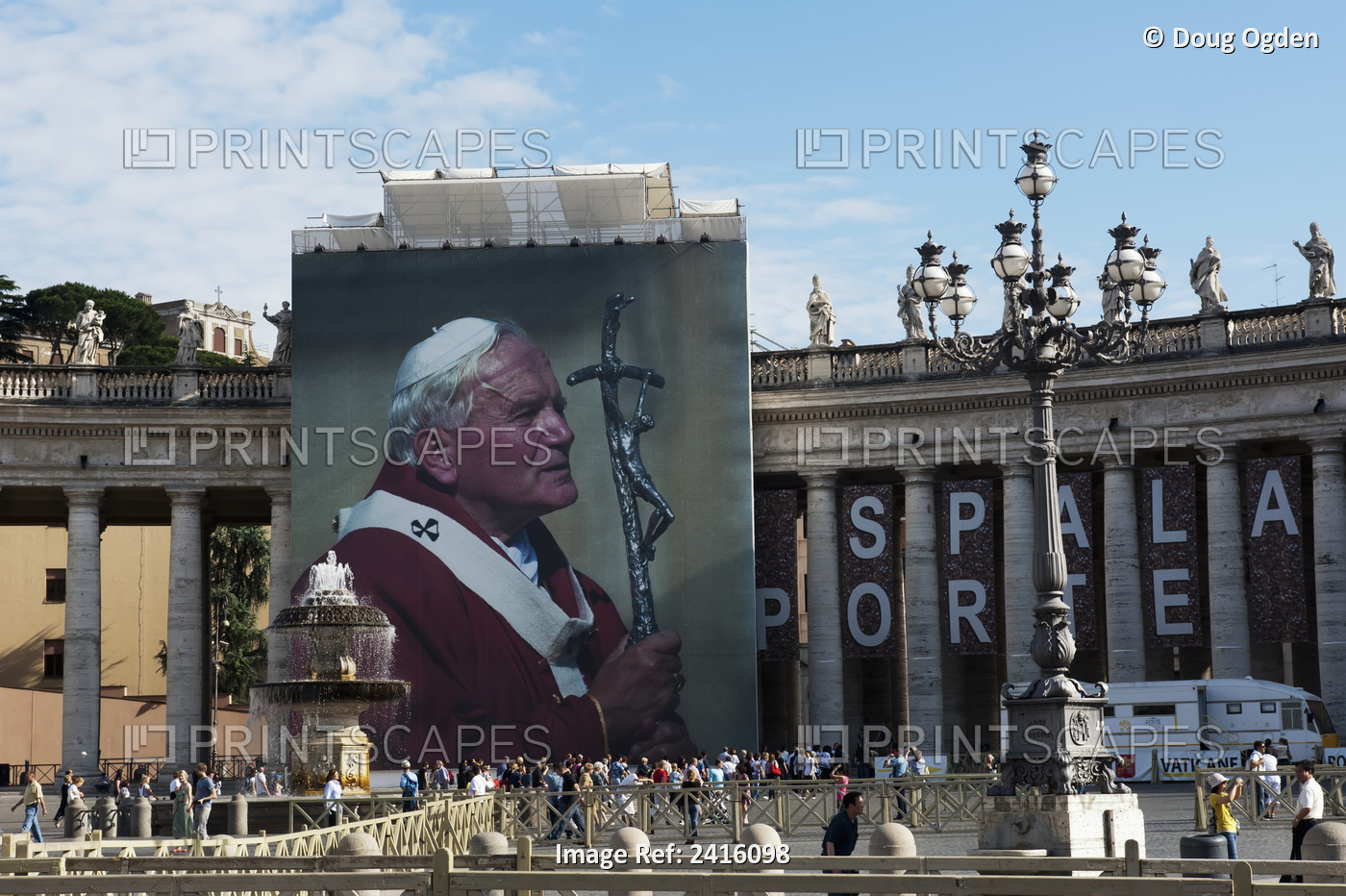 St. Peter's Square And A Poster Of Pope Benedict Xvi; Vatican City, Vatican ...