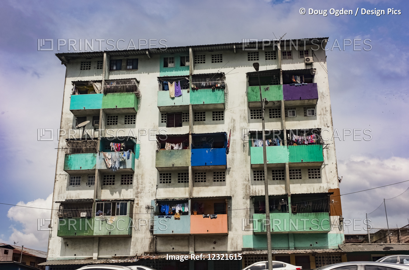 Laundry Day At A Multi-Family Housing Building Next To The Highway; Panama ...