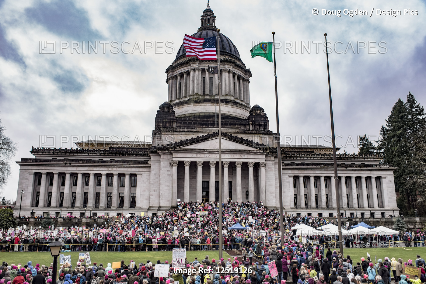 Protesters at the 2018 Women's Day March in Olympia at the Washington State ...
