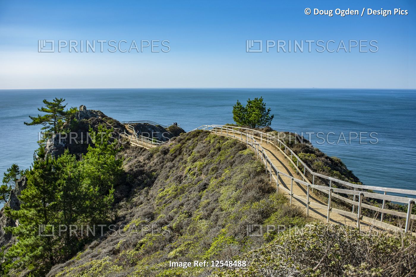 The boardwalk leading to a breathtaking overlook of Muirs Beach in Northern ...