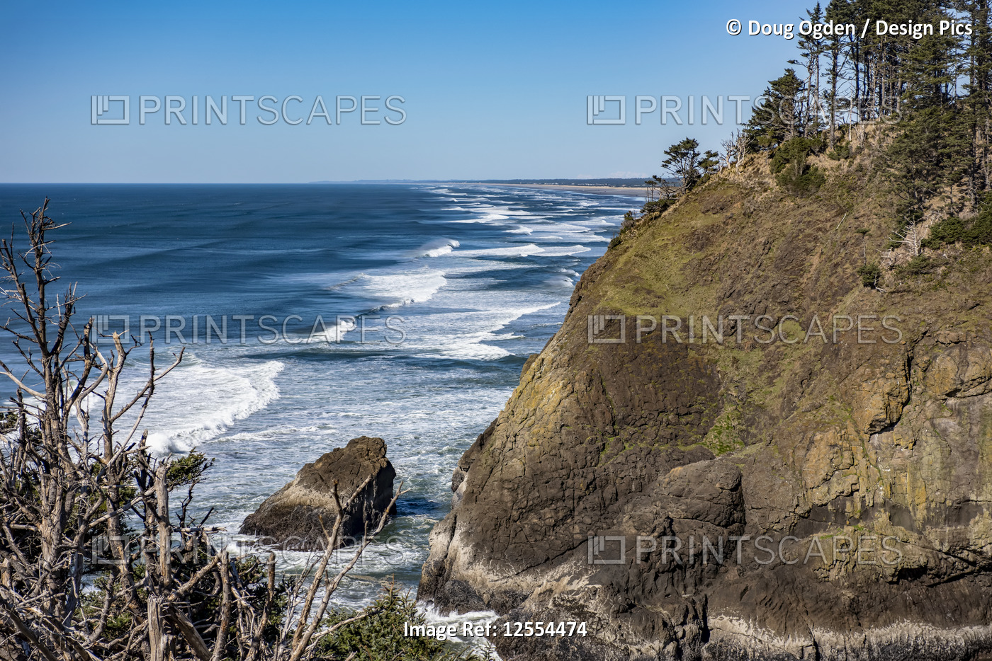 Looking North from the Cape Disappointment North Head Lighthouse across the ...