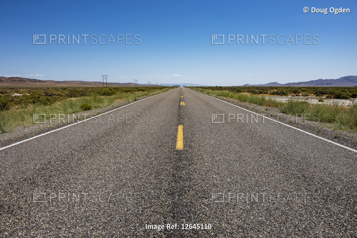 A lonely Stretch of road near Denio in Northern Nevada on Highway 292; Denio, ...