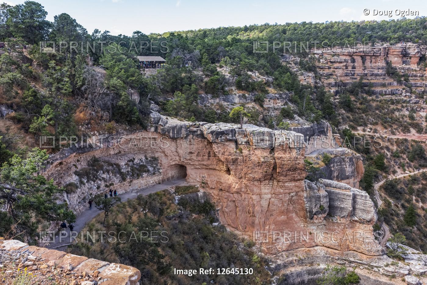 Hikers on the Bright Angel Trail, South Rim of the Grand Canyon; Arizona, ...