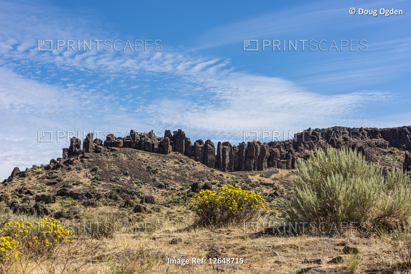 Basalt columns formed when molten lava cooled towering over the Eastern ...