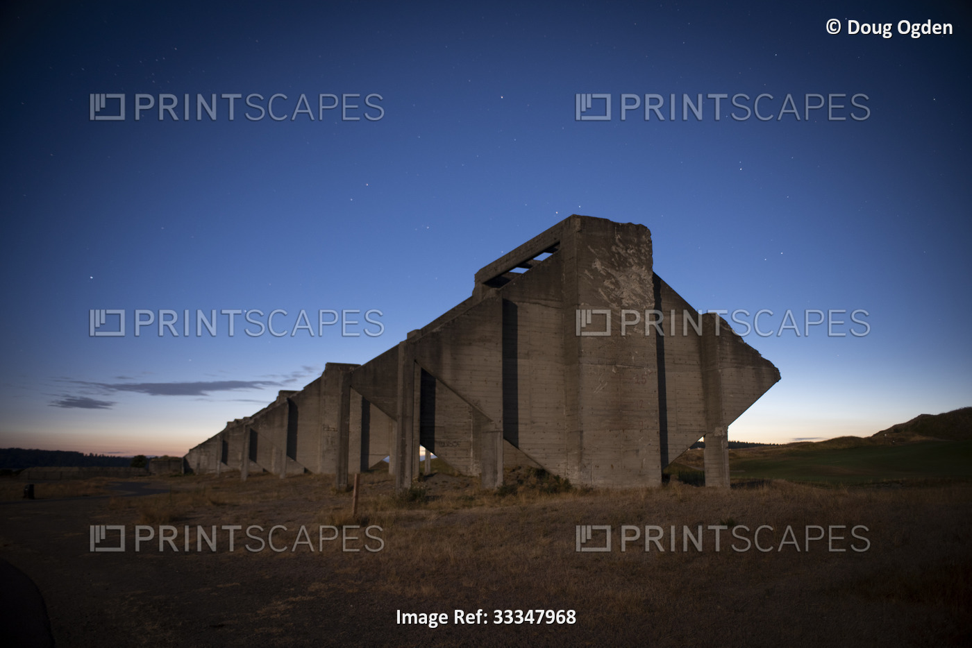 The remaining ruins of the old cement plant at Chambers Bay Golf Course, ...