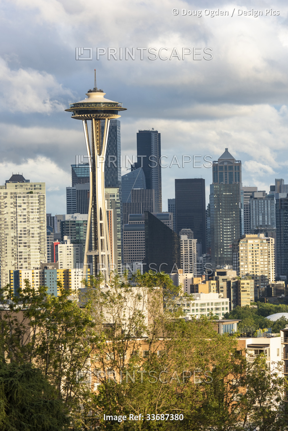 Downtown Seattle with the iconic Space Needle; Seattle, Washington, United ...