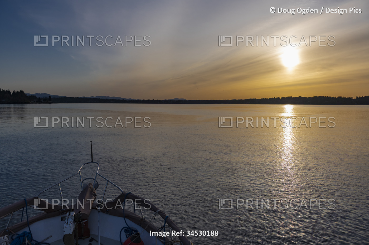 Beautiful sunset from the flybridge while motoring down Dana Passage in the ...
