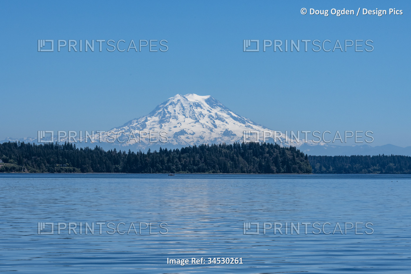 Mount Rainier as seen from Dana Passage in the South Puget Sound near Boston ...